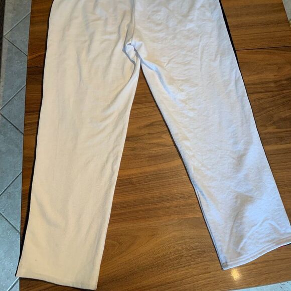 Gap sweatpants, EUC, Sz L, cotton/poly, wht navy red, straight leg, boot cut - Picture 2 of 16